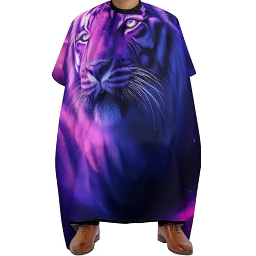 Haarschneiden Umhange Lila Weltraumtiger Bunt, Unisex Friseure Kleid Verstellbar Friseur Umhänge für Frauen Haarschnitt 140X168cm von Generic