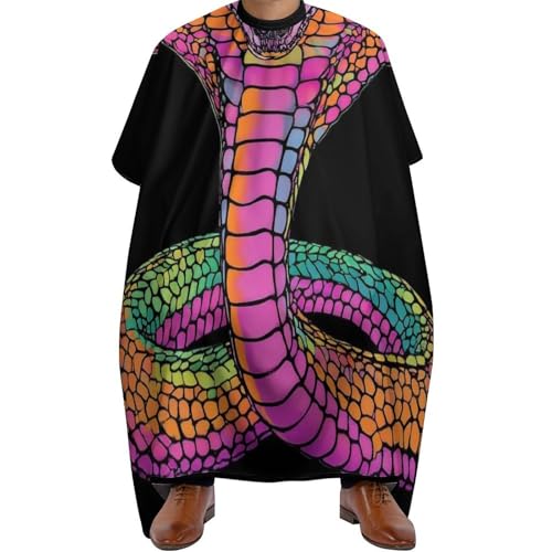 Haarschneiden Umhange Retro 70er 80er Bunte Königsschlangenkunst, Polyester Friseure Kleid Professionelle Haarschneidemantel für Männer Erwachsene 140X168cm von Generic