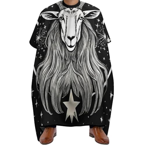 Haarschneiden Umhange Sonne Mond Stern Goth Gothic Hexe Ziege Schwarz, Verstellbar Haar Schneideumhang Professionelle Barber Cape für Frauen Salon 140X168cm von Generic