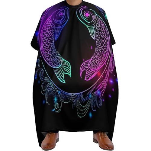 Haarschneiden Umhange Sternbild Sternzeichen Fische, Mode Friseurumhang Professionelle Haarschneidemantel für Männer Salon 140X168cm von Generic