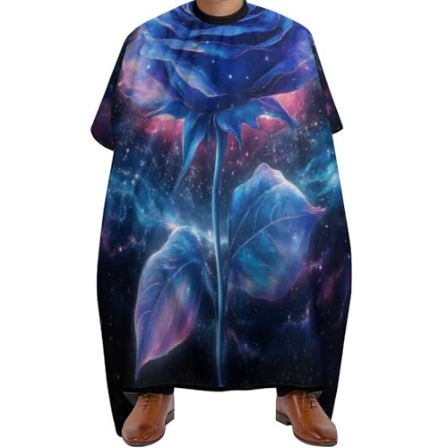 Haarschneiden Umhange Weltraum-Galaxie, blaue Rose, Blume, Antistatisch Friseurumhang Professionelle Friseure Kleid für Salon Männer 140X168cm von Generic