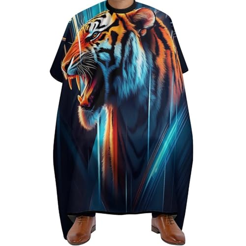 Haarschneiden Umhange Wütende Tiger-Tier-Magie-Kunst, Unisex Haarschneidemantel Wasserdicht Haarschneide Umhang für Männer Haarstyling 140X168cm von Generic