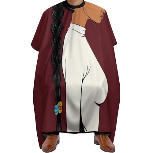 Haarschneideumhang Afroamerikaner Schwarze Frau Mädchen Malerei, Wasserdicht Friseure Kleid Mode Salon Umhang für Erwachsene Salon 140X168cm von Generic