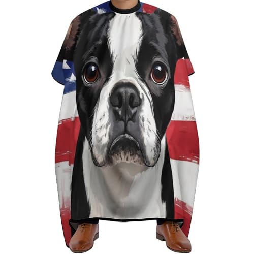 Haarschneideumhang Amerikanischer Terrier mit US-Flagge, Wasserdicht Haar Schneideumhang Antistatisch Barber Cape für Frauen Erwachsene 140X168cm von Generic