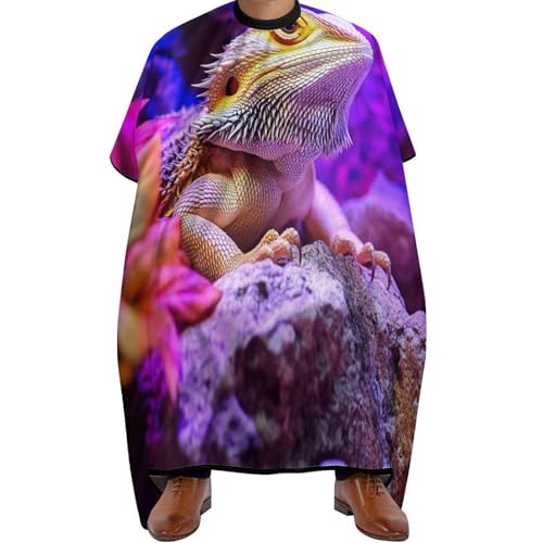 Haarschneideumhang Coole Bartagamen Eidechsen Lila, Mode Haarschneiden Umhange Verstellbar Barber Cape für Männer Haarschnitt 140X168cm von Generic