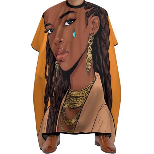 Haarschneideumhang Coole Dreadlocks Haar Afican Girl Art, Unisex Barber Cape Polyester Friseure Kleid für Haarschnitt Haarschneiden 140X168cm von Generic