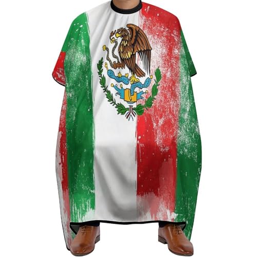 Haarschneideumhang Coole mexikanische Flagge, Verstellbar Friseure Kleid Antistatisch Friseurumhang für Männer Haarschneiden 140X168cm von Generic