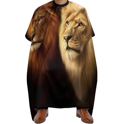 Haarschneideumhang Gelber Löwe, Tierkönig, Unisex Friseurumhang Wasserdicht Friseure Kleid für Männer Haarschneiden 140X168cm von Generic