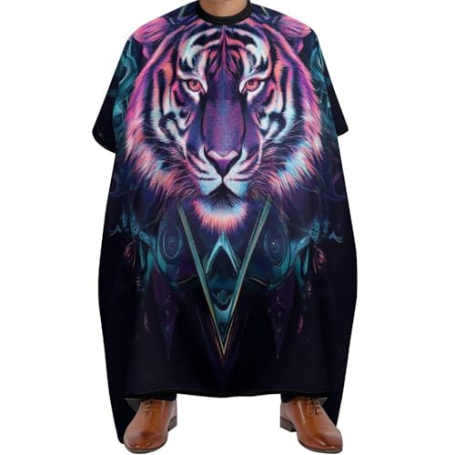 Haarschneideumhang Magischer Tigerkopf, Antistatisch Haarschneiden Umhange Wasserdicht Haar Schneideumhang für Salon Frauen 140X168cm von Generic