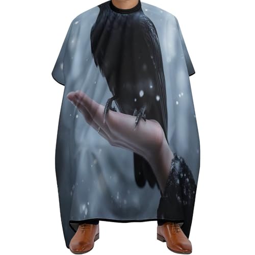 Haarschneideumhang Schwarzer Krähenvogel, Unisex Friseure Kleid Verstellbar Salon Umhang für Haarschnitt Männer 140X168cm von Generic