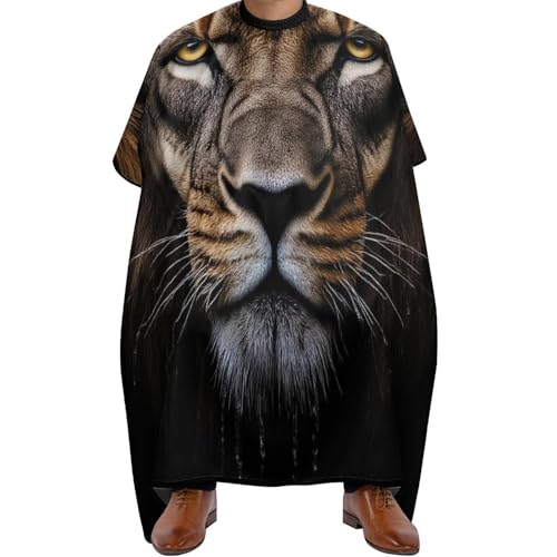 Haarschneideumhang Tierkönig Wasserlöwe Gemälde, Antistatisch Friseure Kleid Verstellbar Friseur Umhänge für Haarschnitt Männer 140X168cm von Generic
