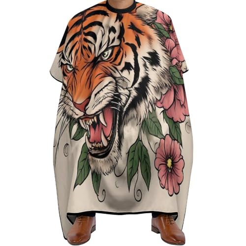 Haarschneideumhang Tigerblume, Unisex Salon Umhang Polyester Friseure Kleid für Männer Erwachsene 140X168cm von Generic