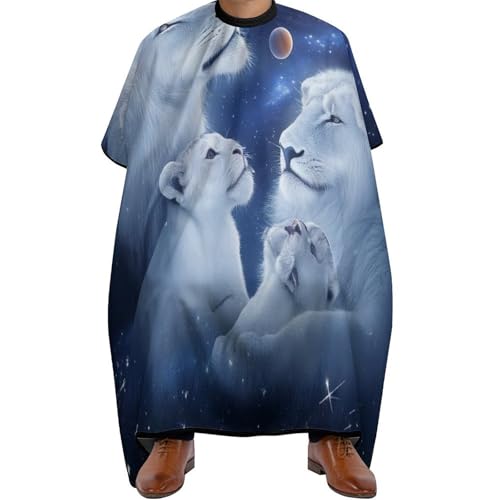 Haarschneideumhang Universum Weltraum Weiße Löwenfamilie, Unisex Haarschneiden Umhange Wasserdicht Haar Schneideumhang für Salon Frauen 140X168cm von Generic