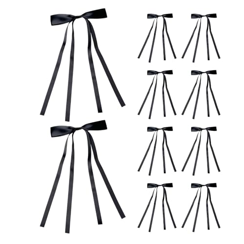 Haarspange mit Schleife, Haarspange für Damen, Band 10 Stück, Haarspange für seidige Schleife - Rutschfeste lange Satin-Haarschleife, elegantes Haarzubehör für Mädchen von Generic