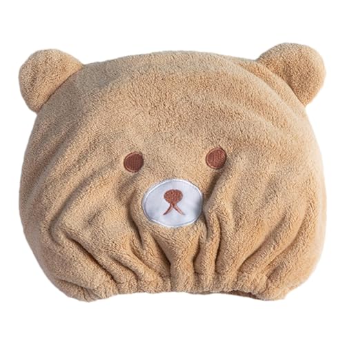 Haartrocknungshut, Lockiges Haar trocknen Hut - Cartoon Bär Design Fleece Handtuch Hut - Turban Handtuch, schnell trocknendes Handtuch, c von Generic