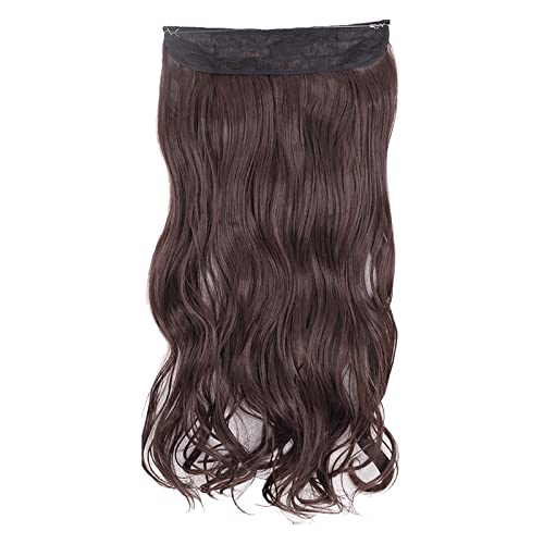 Haarverlängerungen Secret Hidden Wire In Piece Real Long Thick Straight Curly Stirnband für Mittelbraun Kostüme Damen (Brown, One Size) von Generic