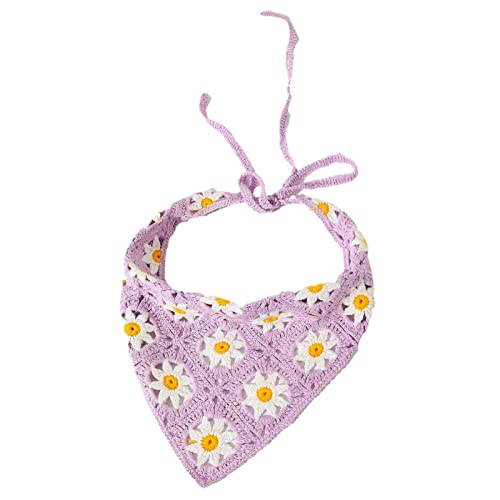 Häkeln Bandana, Kopftuch Damen Haar Schal Daisy Stirnband, Haarschal Stricken Haarschal Häkeln Haartuch Binden Sie zurück Kopfmaske Floral von Generic