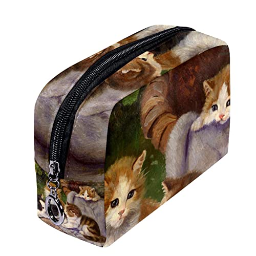 Hängende Reise Kulturtasche, tragbarer Make up Organizer, Kosmetikhalter für Pinsel Set,Ölgemälde Schöne Katzen von Generic