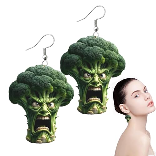 Hängeohrringe für Gemüse, Brokkoli-Mahlzeiten, 2D-Acryl-Gemüse-Ohrringe für Damen, leichtes Design, Schmuck für Verlobung, Abschlussball, Hochzeit. von Generic