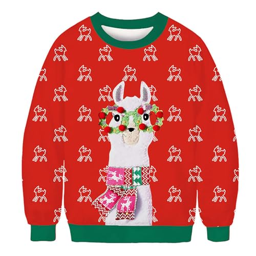 Hässliche Oversized Weihnachtspullover Herren Winter| Ugly Sweater Herren 3D Druck|Lustig Weihnachts Pulli Warm Große Größen Weihnachtspulli Weihnachten mit Weihnachtsmotiv Männer Lässig von Generic