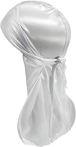 Hairizone Silky Durag Headwrap Doo Einfacher Stil Rags Für Herren Weiß Damen Hüte Mode Vintage Frühling Sommer Headwraps Caps von Generic