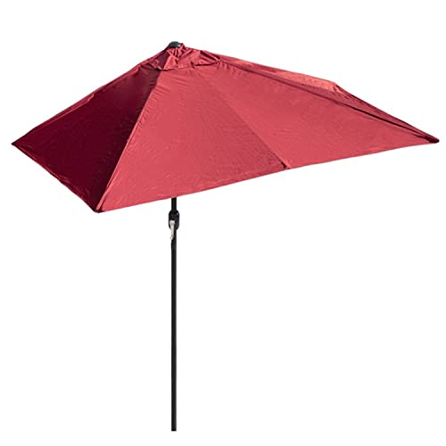 Halber Sonnenschirm Rechteckig Klein Balkonschirm 200/250CM, Wasserdicht Sonnenschutz Halbschirm Kurbelschirm, Grün, Weiß, Rot, Braun (Color : Red umbrella, 68x45x23cm : 250x130cm) von Generic