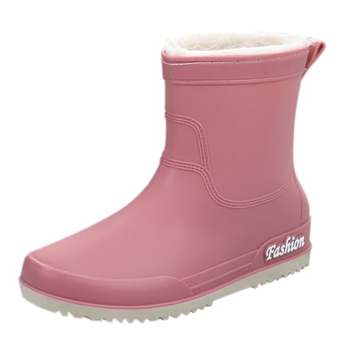 Halbhohe Gummistiefel Damen Gefüttert - Regenstiefel Wasserdicht Winterboots Gummisohle Rutschfest Schneestiefel Leicht Atmungsaktiv Gummistiefeletten Winter Thermo Arbeitsstiefel von Generic