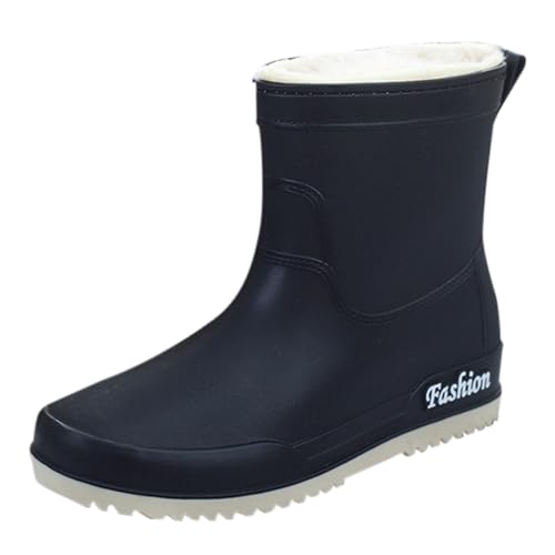 Halbhohe Gummistiefel Damen Gefüttert - Regenstiefel Wasserdicht Winterboots Gummisohle Rutschfest Schneestiefel Leicht Atmungsaktiv Gummistiefeletten Winter Thermo Arbeitsstiefel von Generic