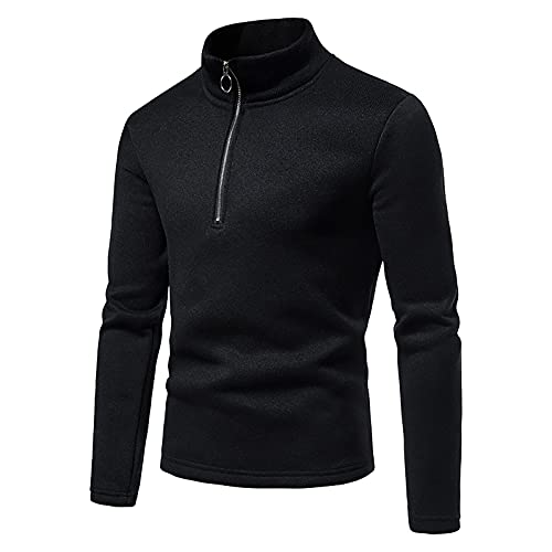 Half Zip Pullover Herren Ohne Kapuze Männer für Solid Arbeitspullover Oversize Winter Sport Arbeitspullover Sweater Men Größe S - XXL von Generic