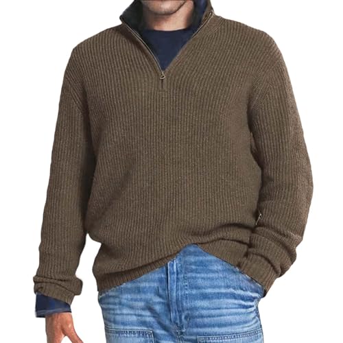 Half Zip Pullover Herren Ohne Kapuze Männer für Solid Arbeitspullover Oversize Winter Sport Arbeitspullover Sweater Men von Generic