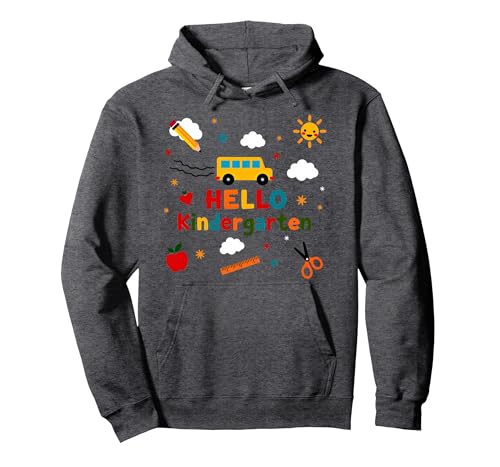 Hallo Kindergarten Jungen Schule Abenteuer Fröhliches Lernen Pullover Hoodie, Unisex für Erwachsene, Anthrazit Meliert, M von Generic