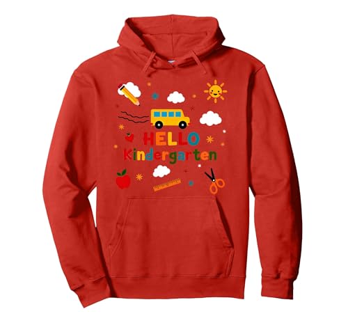 Hallo Kindergarten Jungen Schule Abenteuer Fröhliches Lernen Pullover Hoodie, Unisex für Erwachsene, Rot, XL von Generic