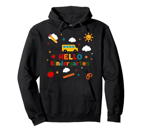 Hallo Kindergarten Jungen Schule Abenteuer Fröhliches Lernen Pullover Hoodie, Unisex für Erwachsene, Schwarz, XL von Generic
