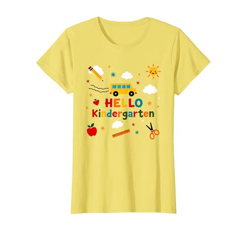 Hallo Kindergarten Jungen Schule Abenteuer Fröhliches Lernen T-Shirt, Damen, Gelb, XS von Generic