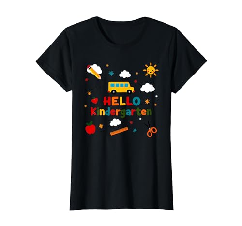 Hallo Kindergarten Jungen Schule Abenteuer Fröhliches Lernen T-Shirt, Damen, Schwarz, XS Hallo Kindergarten Jungen Schule Abenteuer Fröhliches Lernen T-Shirt, Damen, Schwarz, XS von Generic
