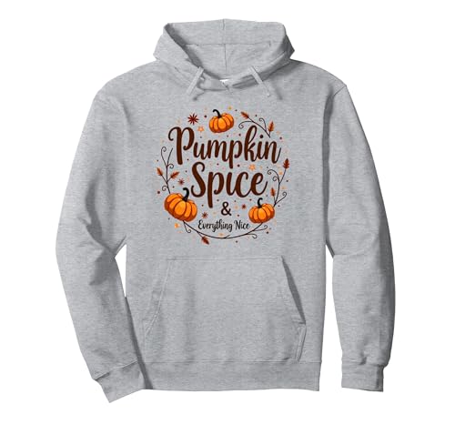 Halloween Damen Kürbis Spice & Everything Nice Pullover Hoodie, Unisex für Erwachsene, Grau Meliert, L von Generic