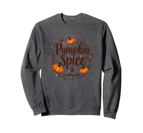 Halloween Damen Kürbis Spice & Everything Nice Sweatshirt, Unisex für Erwachsene, Anthrazit Meliert, S von Generic