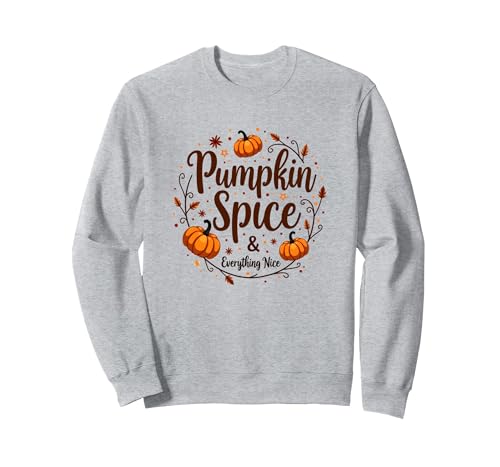 Halloween Damen Kürbis Spice & Everything Nice Sweatshirt, Unisex für Erwachsene, Grau Meliert, XXL von Generic