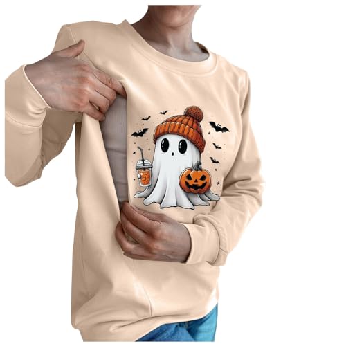 Halloween Damen Lässiges Still-Sweatshirt mit Reißverschluss Bequemer Stillpullover Warme Fleecejacke Damen (Beige, L) von Generic