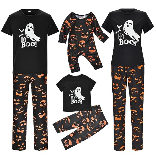 Halloween Familie Pyjama Set,Familie Schlafanzug Outfit Pyjama für Damen Herren Baby Mädchen Jungen Halloween Fun Nachtwäsche Festlich Geist Drucken Hausanzug Herbst und Winter Loungewear Set von Generic