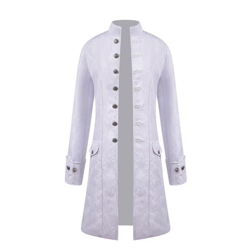Halloween Herren Gehrock Oversized Oberteile Erwachsene Oberteile Frack Jacke Versorgen Mantel Fasching Halloween Kostüm Frack Mantel Uniform Slim Fit Kostüm-Outfits Lang Kostüme(b#White,S) Halloween Herren Gehrock Oversized Oberteile Erwachsene Oberteile Frack Jacke Versorgen Mantel Fasching Halloween Kostüm Frack Mantel Uniform Slim Fit Kostüm-Outfits Lang Kostüme(b#White,S) von Generic