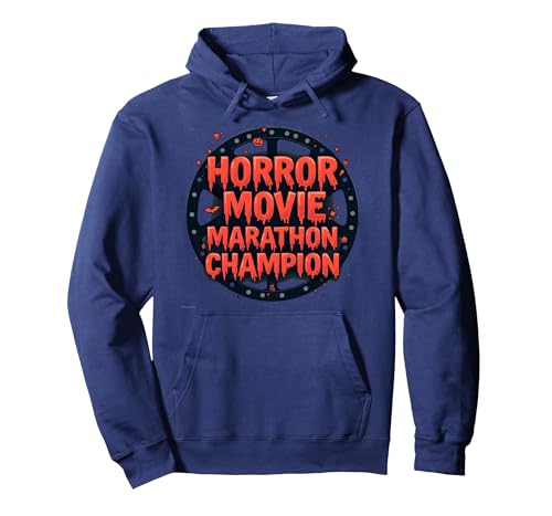 Halloween Herren Horrorfilm Marathon Champion Spooky Fun Pullover Hoodie, Unisex für Erwachsene, Marineblau, M von Generic