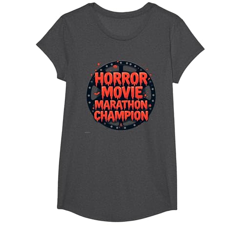 Halloween Herren Horrorfilm Marathon Champion Spooky Fun T-Shirt, Girls, Anthrazit Meliert, XS Halloween Herren Horrorfilm Marathon Champion Spooky Fun T-Shirt, Girls, Anthrazit Meliert, XS von Generic