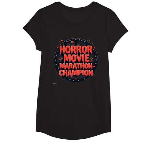 Halloween Herren Horrorfilm Marathon Champion Spooky Fun T-Shirt, Girls, Schwarz, XS Halloween Herren Horrorfilm Marathon Champion Spooky Fun T-Shirt, Girls, Schwarz, XS von Generic