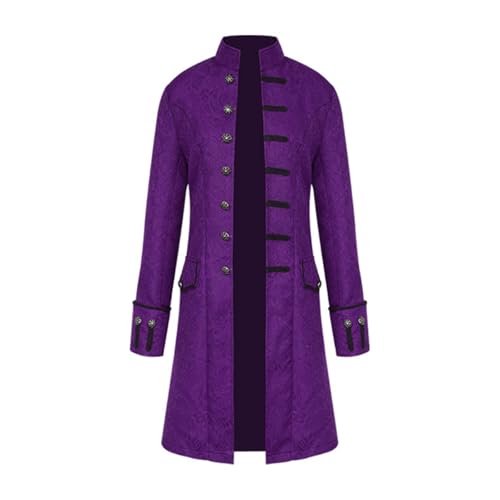 Halloween Herren Kostüme Weihnachten Frack Mantel Uniform Versorgen Unterteile Mantel Piraten Jacke Für Männer Gehrock Elegant Oberteile Hof Stickerei Mantel Party Oberbekleidung（b#Purple，XXL） von Generic