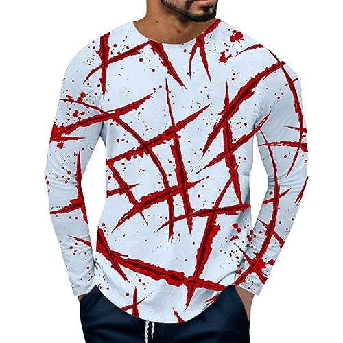 Halloween Herren-T-Shirt mit Narbenmuster, langärmelig, modisch, bequem und lässig Digitale Armbanduhr Kinder (5-Blue, M) von Generic