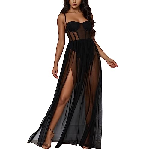 Halloween Kostüm Damen, Spaghettiträger Rückenfreies Fishbone-Kleid,Damenkleider mit Schlitz Festlichc Trägerkleid Gothic Kleidung Steampunk Viktorianisches Renaissance Vintage Mittelalter Frauen von Generic