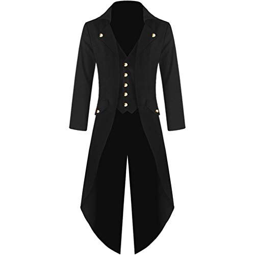 Halloween Kostüm Herren, Steampunk Jacke Herren Retro Gothic Frack Mantel Mittelalter Viktorianische Smoking Uniform Renaissance Piraten Vampir Halloween Kostüm Karneval Party Cosplay Kleidung von Generic