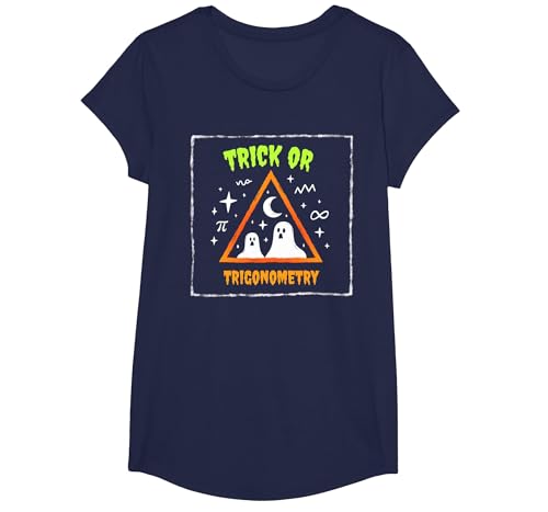 Halloween Mathematiklehrer Trick oder Trigonometrie T-Shirt, Girls, Marineblau, XS von Generic