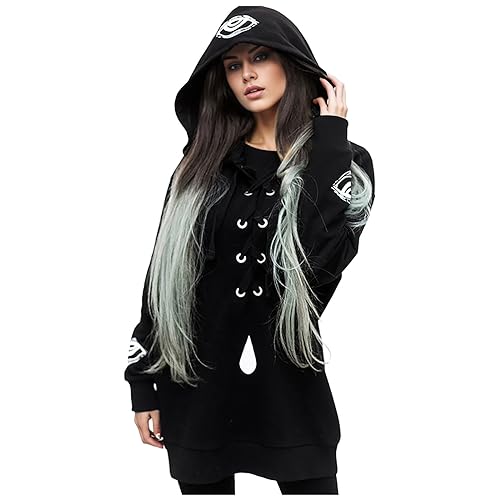 Halloween Sweatshirt Damen Gothic Hoodie Lange Sweatshirt Modische Kapuzenpullover Kapuzensweat Oberteile Langärm Flügelärmeln Freizeit Streetwear Pulli Halloween Sweatshirt Damen Gothic Hoodie Lange Sweatshirt Modische Kapuzenpullover Kapuzensweat Oberteile Langärm Flügelärmeln Freizeit Streetwear Pulli von Generic